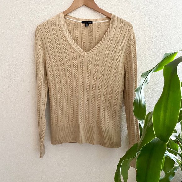 Tommy Hilfiger Sweaters - Tommy Hilfiger Tan V-neck Sweater